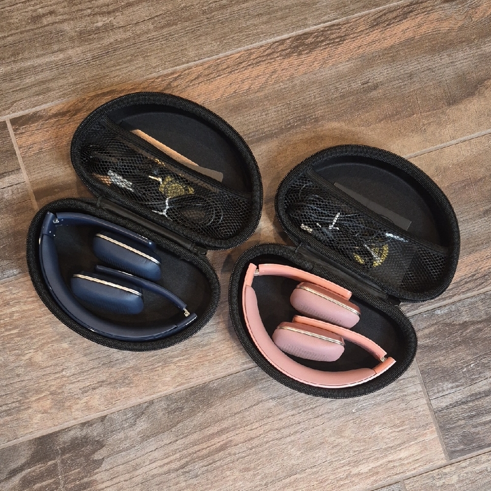 Bluetooth Stereo Over-ear Headsets, Hands-free Calling, Navy Blue & Pink